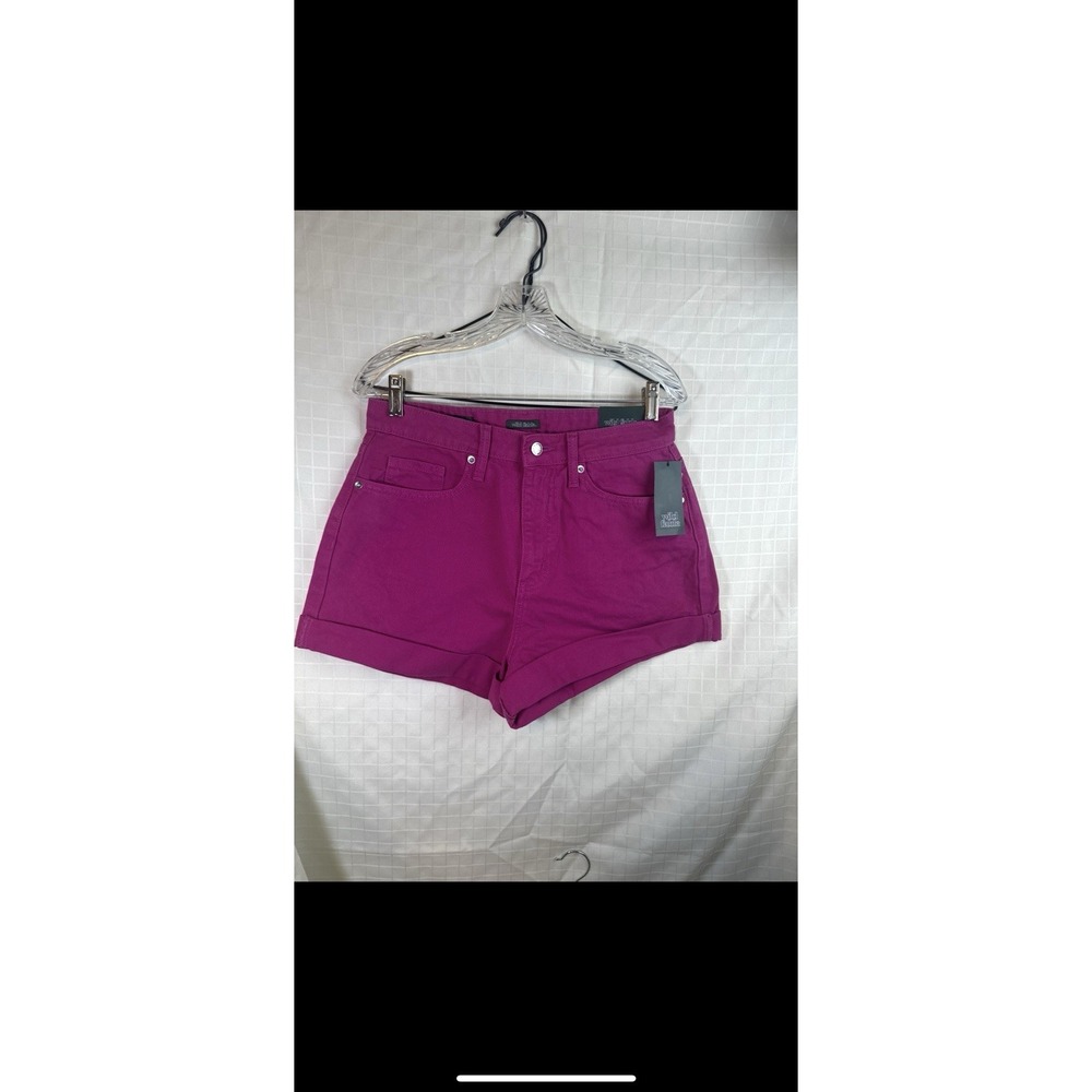 Net Wild Fable Womens High Rise Cuffed Jean Shorts  Pink Denim Stretch Size 8